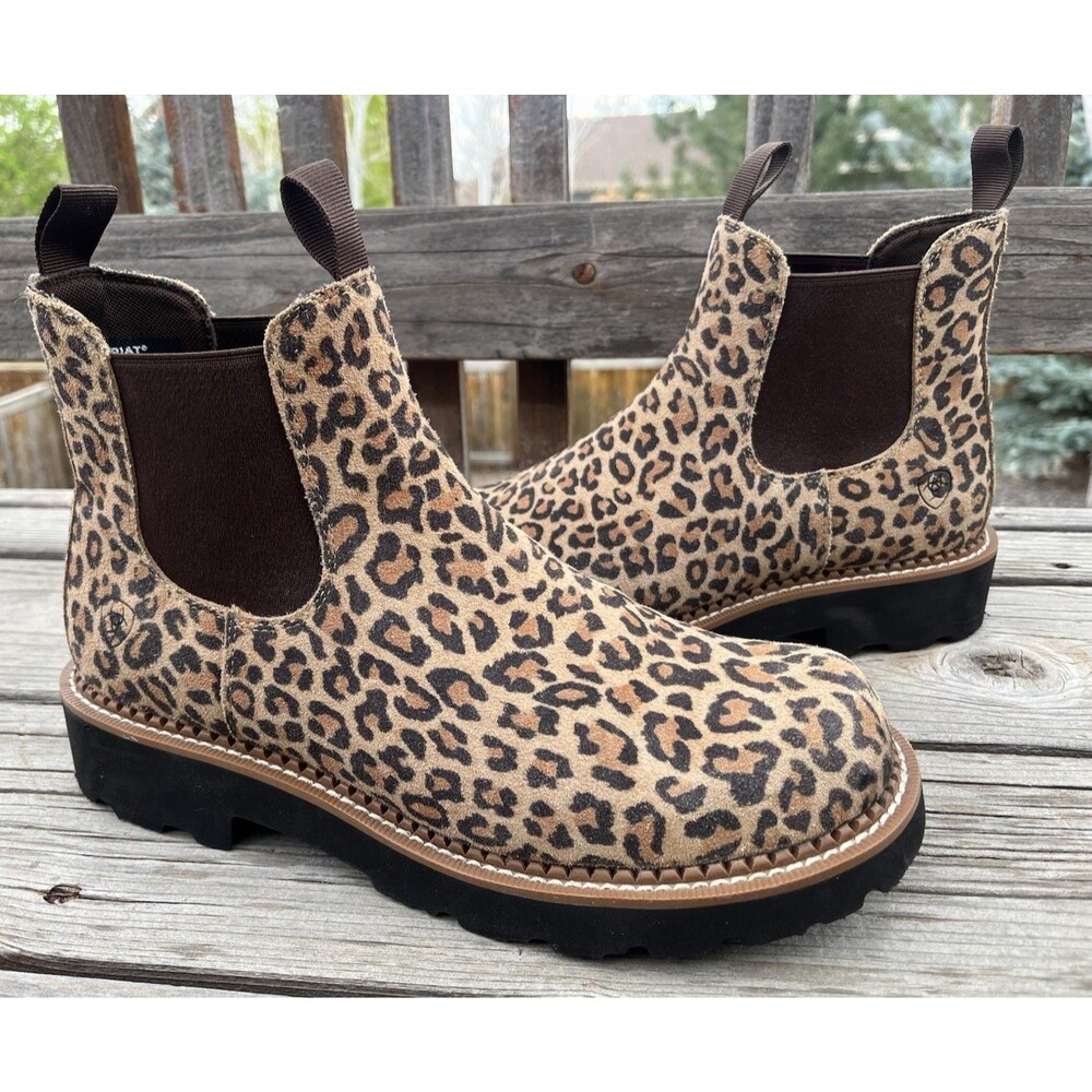 Ariat Fatbaby Women's 11B Twin Gore Chelsea Western Boots Cheetah/Chocolate